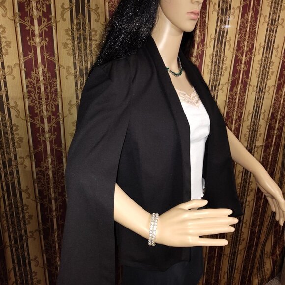 Sensational Collection Black Open Cape Blazer Size M-L - Picture 3 of 10